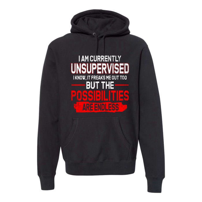 I Am Currently Unsupervised The Possibilities Are Endless Premium Hoodie