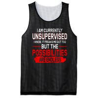 I Am Currently Unsupervised The Possibilities Are Endless Mesh Reversible Basketball Jersey Tank