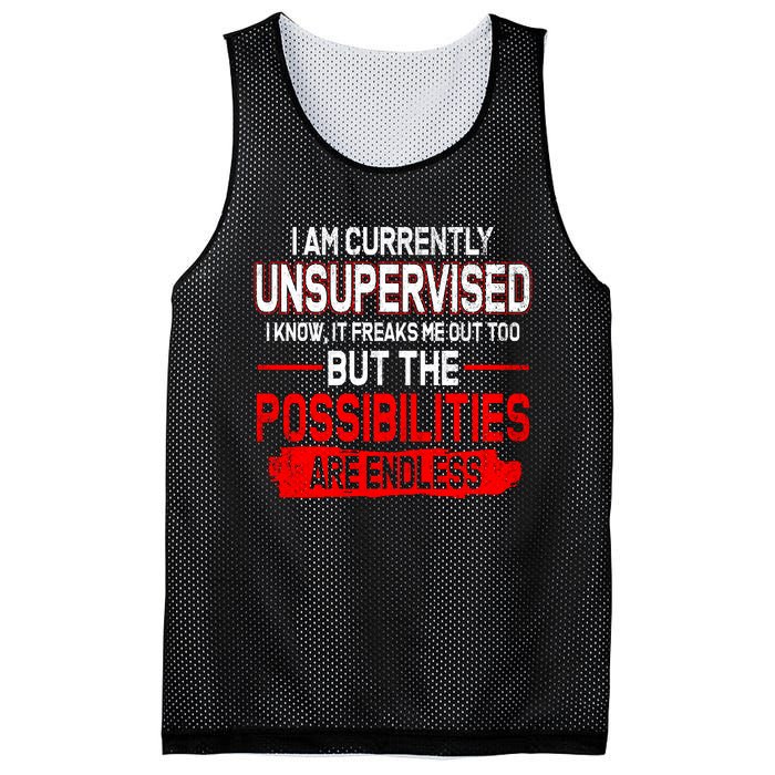 I Am Currently Unsupervised The Possibilities Are Endless Mesh Reversible Basketball Jersey Tank