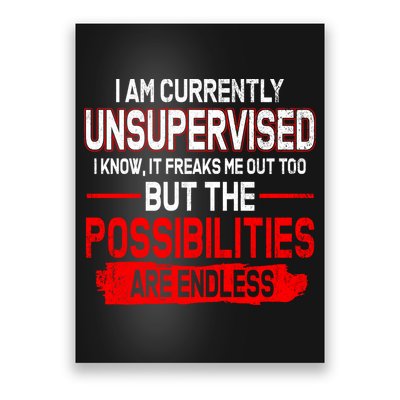 I Am Currently Unsupervised The Possibilities Are Endless Poster