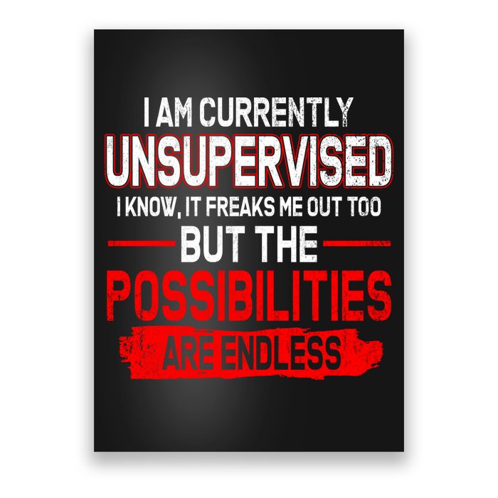 I Am Currently Unsupervised The Possibilities Are Endless Poster