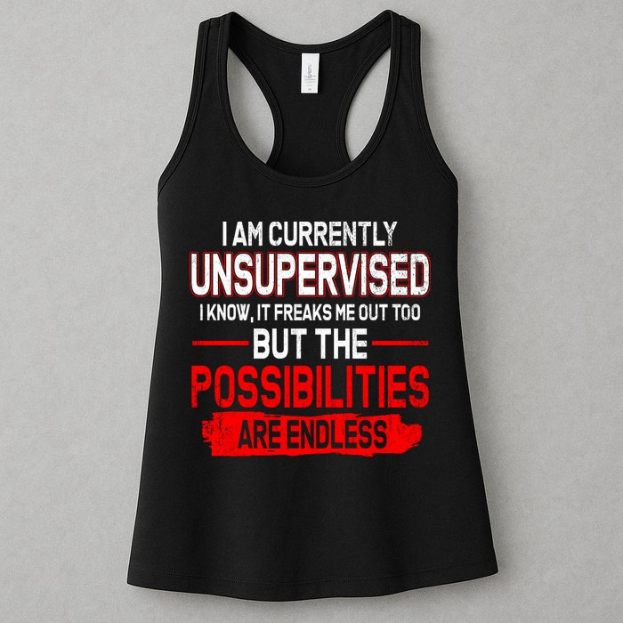 I Am Currently Unsupervised The Possibilities Are Endless Womens Tank Top
