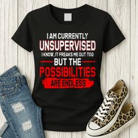 I Am Currently Unsupervised The Possibilities Are Endless Womens T-Shirt