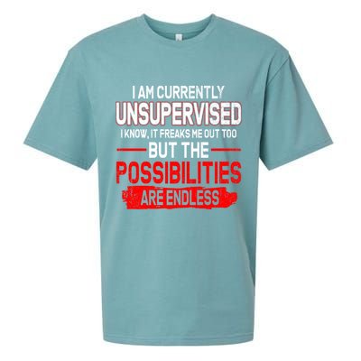 I Am Currently Unsupervised The Possibilities Are Endless Sueded Cloud Jersey T-Shirt