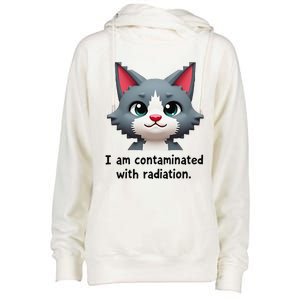 I Am Contaminated With Radiation Funny Ironic Cat Meme Womens Funnel Neck Pullover Hood