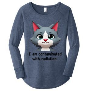 I Am Contaminated With Radiation Funny Ironic Cat Meme Women's Perfect Tri Tunic Long Sleeve Shirt