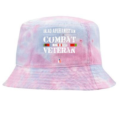 Iraq Afghanistan Combat Veteran Proud Army Military Vintage Tie-Dyed Bucket Hat