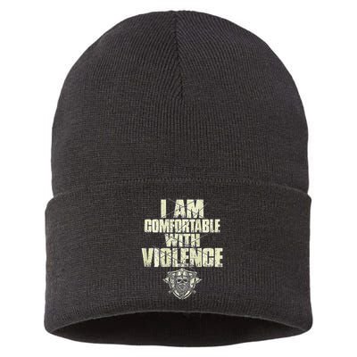 I Am Comfortable With Violence Sustainable Knit Beanie