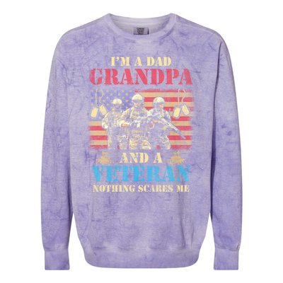 Im A Dad Grandpa Veterans Day Usa Flag Proud Soldier Cute Gift Colorblast Crewneck Sweatshirt