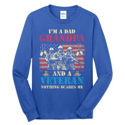 Im A Dad Grandpa Veterans Day Usa Flag Proud Soldier Cute Gift Tall Long Sleeve T-Shirt