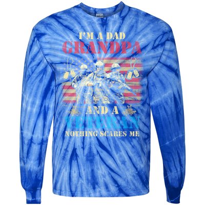 Im A Dad Grandpa Veterans Day Usa Flag Proud Soldier Cute Gift Tie-Dye Long Sleeve Shirt