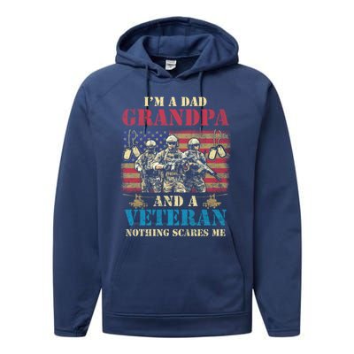 Im A Dad Grandpa Veterans Day Usa Flag Proud Soldier Cute Gift Performance Fleece Hoodie