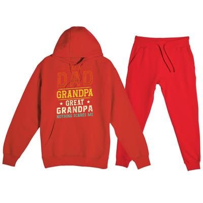 I'm a Dad Grandpa Great Grandpa Nothing scares me retro Premium Hooded Sweatsuit Set