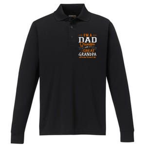 I'm A Dad Grandpa Great Nothing Scares Me Fathers Day Gift Performance Long Sleeve Polo