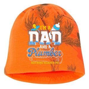 Im A Dad And A Plumber Nothing Scares Me Fyunny Plumber Kati - Camo Knit Beanie