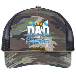 Im A Dad And A Plumber Nothing Scares Me Fyunny Plumber Retro Rope Trucker Hat Cap