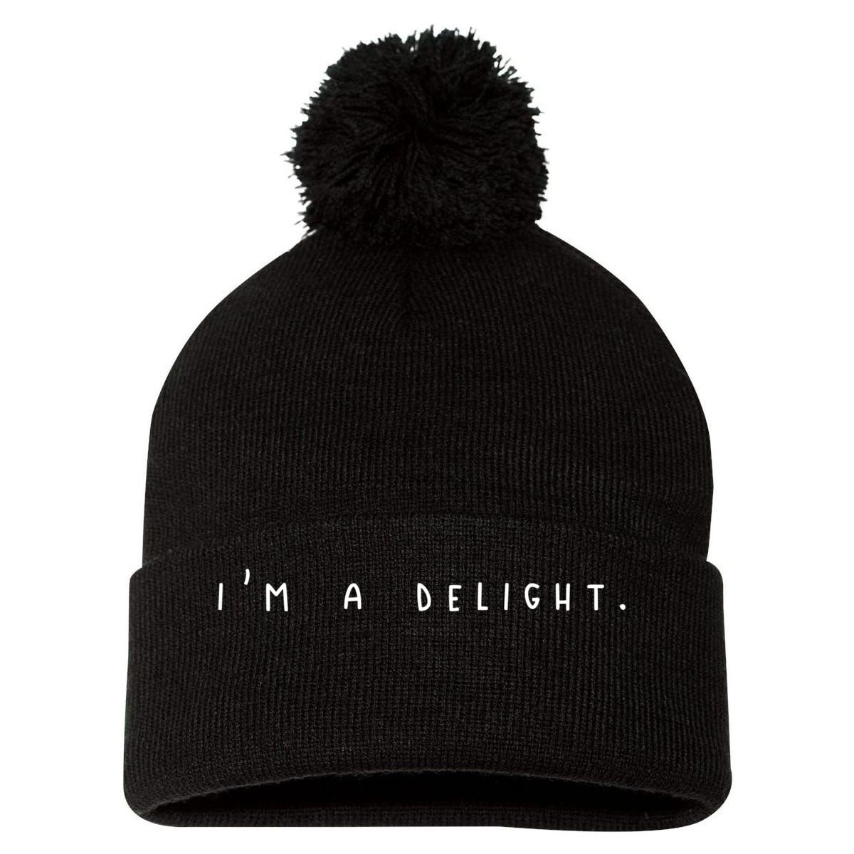 I'm A Delight Pom Pom 12in Knit Beanie