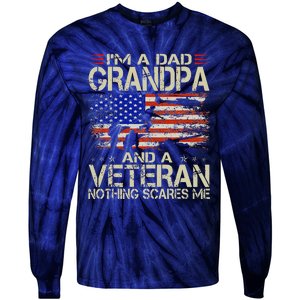 Im A Dad Grandpa And Veteran Fathers Day Papa Grandpa Gifts Tie-Dye Long Sleeve Shirt