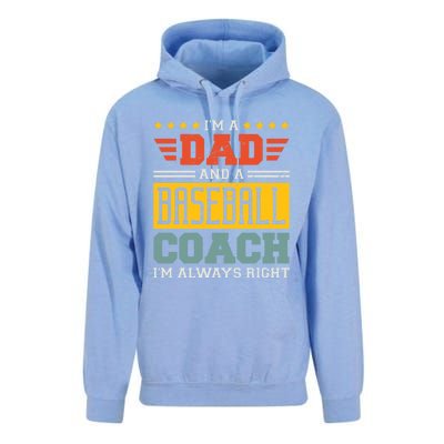 I'm A Dad And A Baseball Coach I'm Always Right Gift Unisex Surf Hoodie