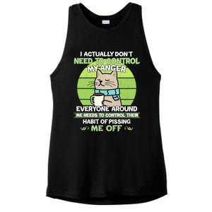 I Actually Dont Need To Control My Anger Funny Cat Ladies PosiCharge Tri-Blend Wicking Tank