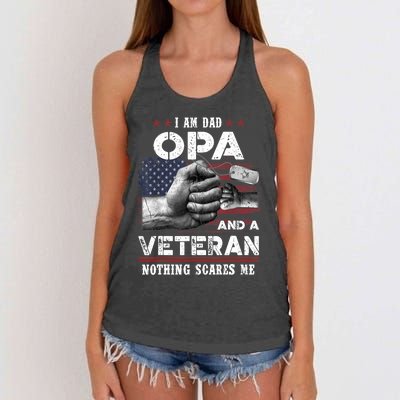 I'm A Dad OPA Veteran Nothing Scares Me Fathers Day Women's Knotted Racerback Tank