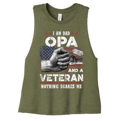 I'm A Dad OPA Veteran Nothing Scares Me Fathers Day Women's Racerback Cropped Tank