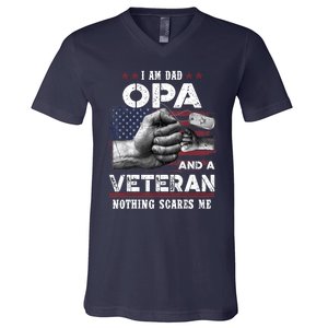 I'm A Dad OPA Veteran Nothing Scares Me Fathers Day V-Neck T-Shirt