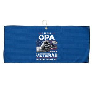 I'm A Dad OPA Veteran Nothing Scares Me Fathers Day Large Microfiber Waffle Golf Towel