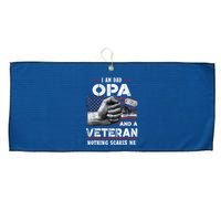 I'm A Dad OPA Veteran Nothing Scares Me Fathers Day Large Microfiber Waffle Golf Towel