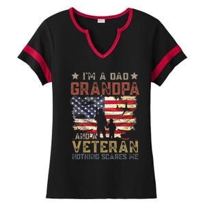 Im A Dad Grandpa And A Veteran Nothing Scares Me Ladies Halftime Notch Neck Tee