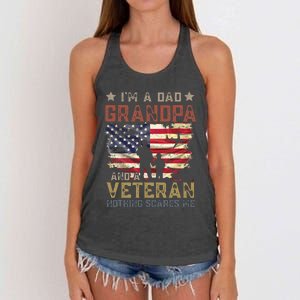 Im A Dad Grandpa And A Veteran Nothing Scares Me Women's Knotted Racerback Tank