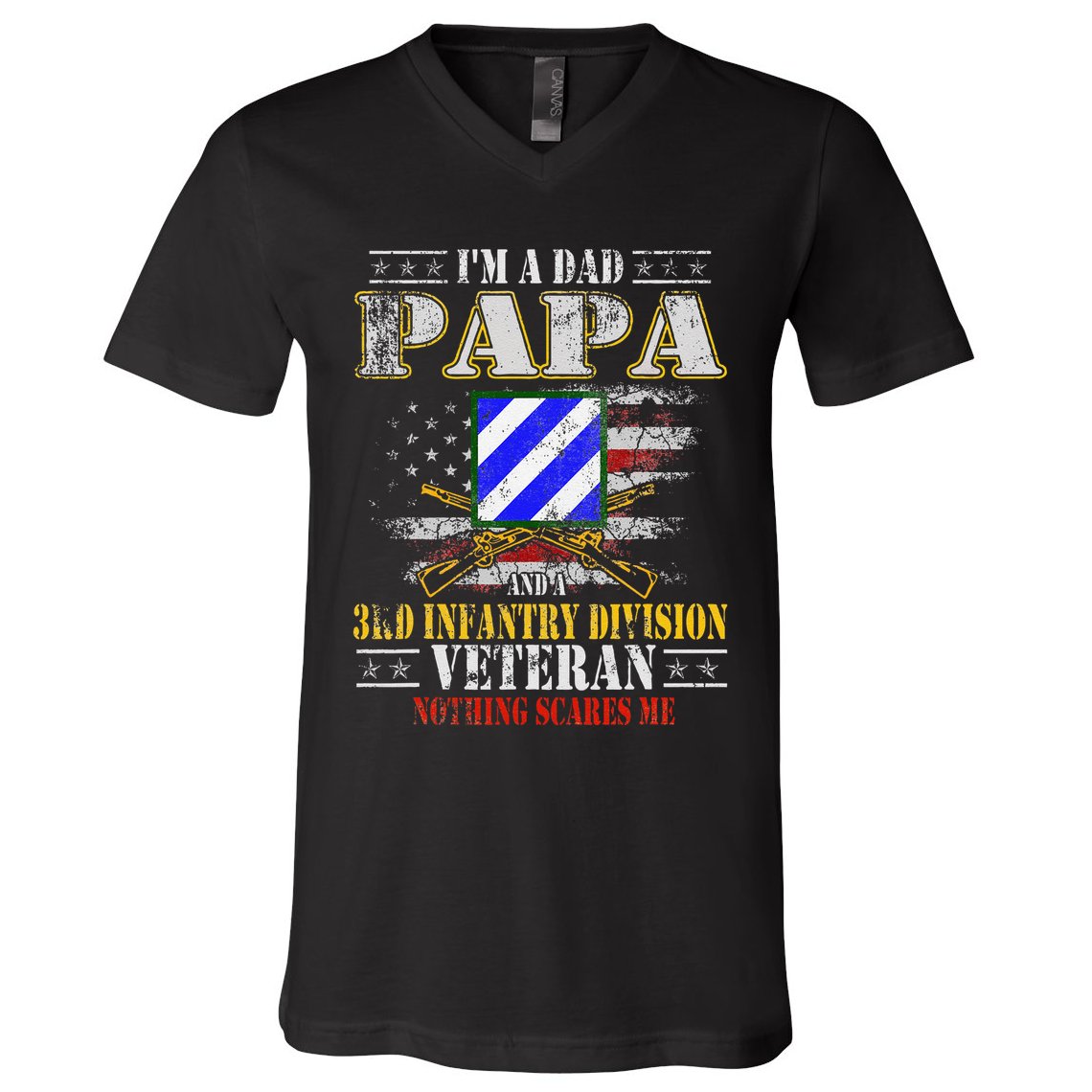 IM A Dad Papa & 3rd Infantry Division Veteran FatherS Day .Png V-Neck T-Shirt