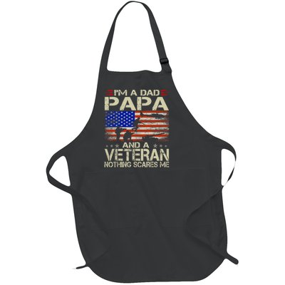 IM A Dad Papa And Veteran Funny Retro Dad Papa Grandpa Full-Length Apron With Pockets