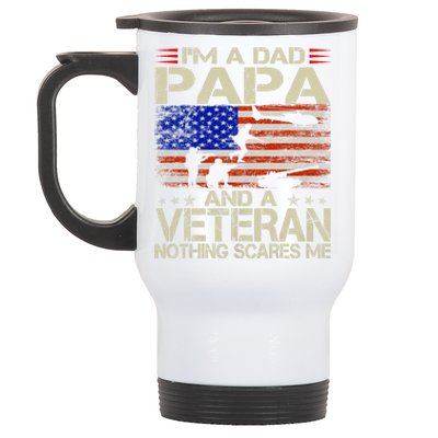 IM A Dad Papa And Veteran Funny Retro Dad Papa Grandpa Stainless Steel Travel Mug