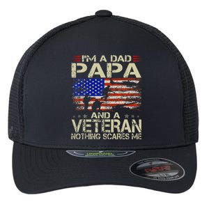 IM A Dad Papa And Veteran Funny Retro Dad Papa Grandpa Flexfit Unipanel Trucker Cap