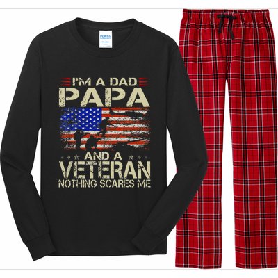 IM A Dad Papa And Veteran Funny Retro Dad Papa Grandpa Long Sleeve Pajama Set