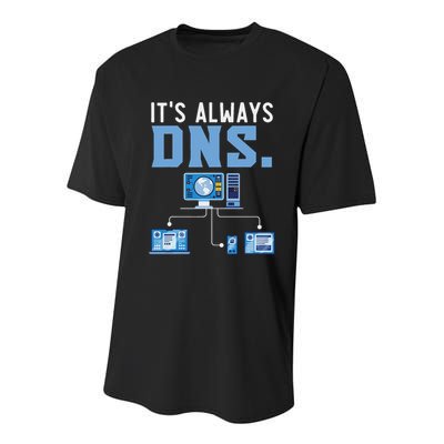 It's Always Dns Information Technology Tech Support Youth Performance Sprint T-Shirt