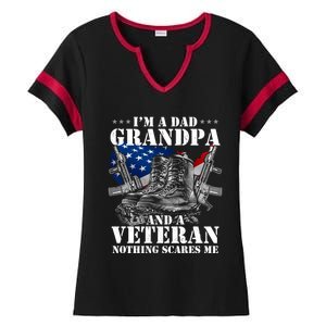 I'm A Dad Grandpa And A Veteran Nothing Scares Me Cute Gift Ladies Halftime Notch Neck Tee