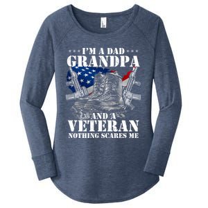 I'm A Dad Grandpa And A Veteran Nothing Scares Me Cute Gift Women's Perfect Tri Tunic Long Sleeve Shirt