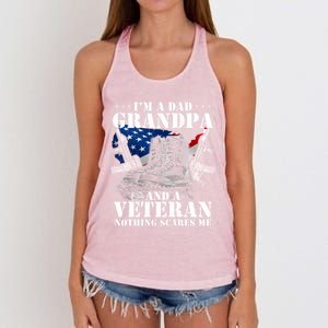 I'm A Dad Grandpa And A Veteran Nothing Scares Me Cute Gift Women's Knotted Racerback Tank