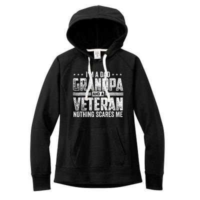 Im A Dad Grandpa And A Veteran Papa Husband Usa Flag Women's Fleece Hoodie