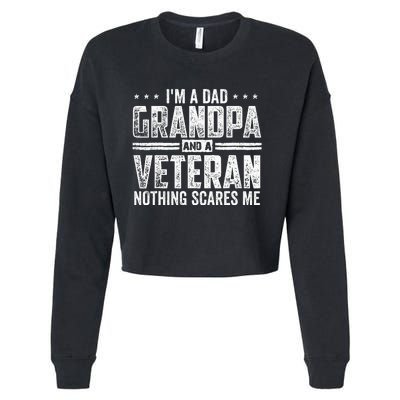 Im A Dad Grandpa And A Veteran Papa Husband Usa Flag Cropped Pullover Crew