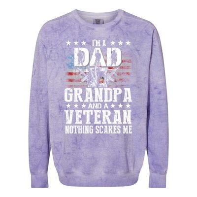 I'm A Dad Grandpa Veteran Funny Grandpa Father's Day Cool Gift Colorblast Crewneck Sweatshirt