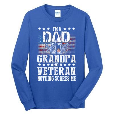 I'm A Dad Grandpa Veteran Funny Grandpa Father's Day Cool Gift Tall Long Sleeve T-Shirt