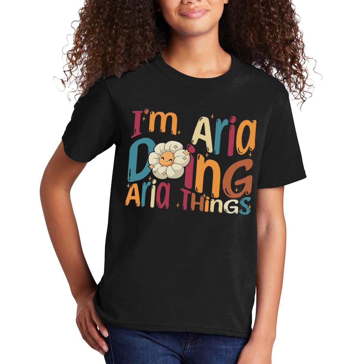 I'm Aria Doing Aria Things Funny Groovy Retro Aria Kids T-Shirt