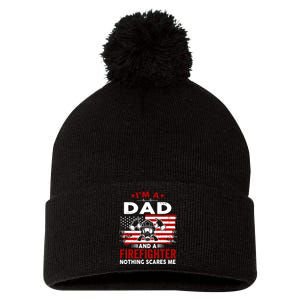 I'm A Dad And A Firefighter Pom Pom 12in Knit Beanie