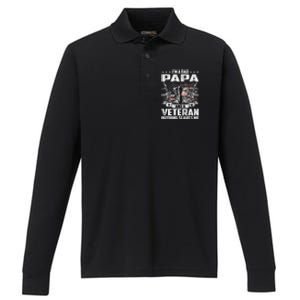 I'm A Dad Papa And A Veteran Nothing Scares Me Fathers Day Gift Performance Long Sleeve Polo