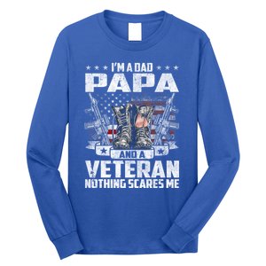 I'm A Dad Papa And A Veteran Nothing Scares Me Fathers Day Gift Long Sleeve Shirt