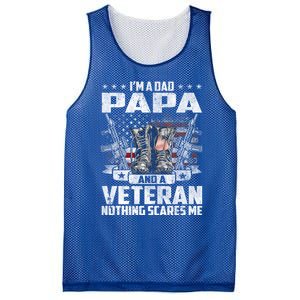 I'm A Dad Papa And A Veteran Nothing Scares Me Fathers Day Gift Mesh Reversible Basketball Jersey Tank