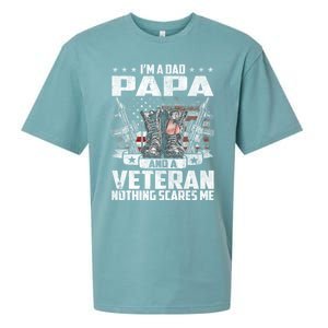 I'm A Dad Papa And A Veteran Nothing Scares Me Fathers Day Gift Sueded Cloud Jersey T-Shirt